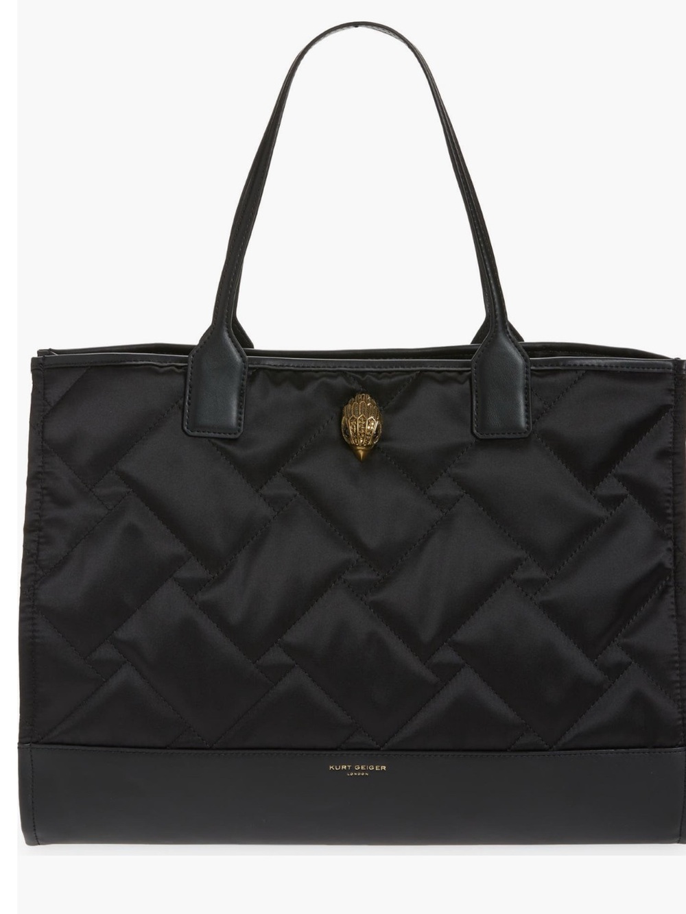 Kurt Geiger Black Quilted Tote with Gold Emblem